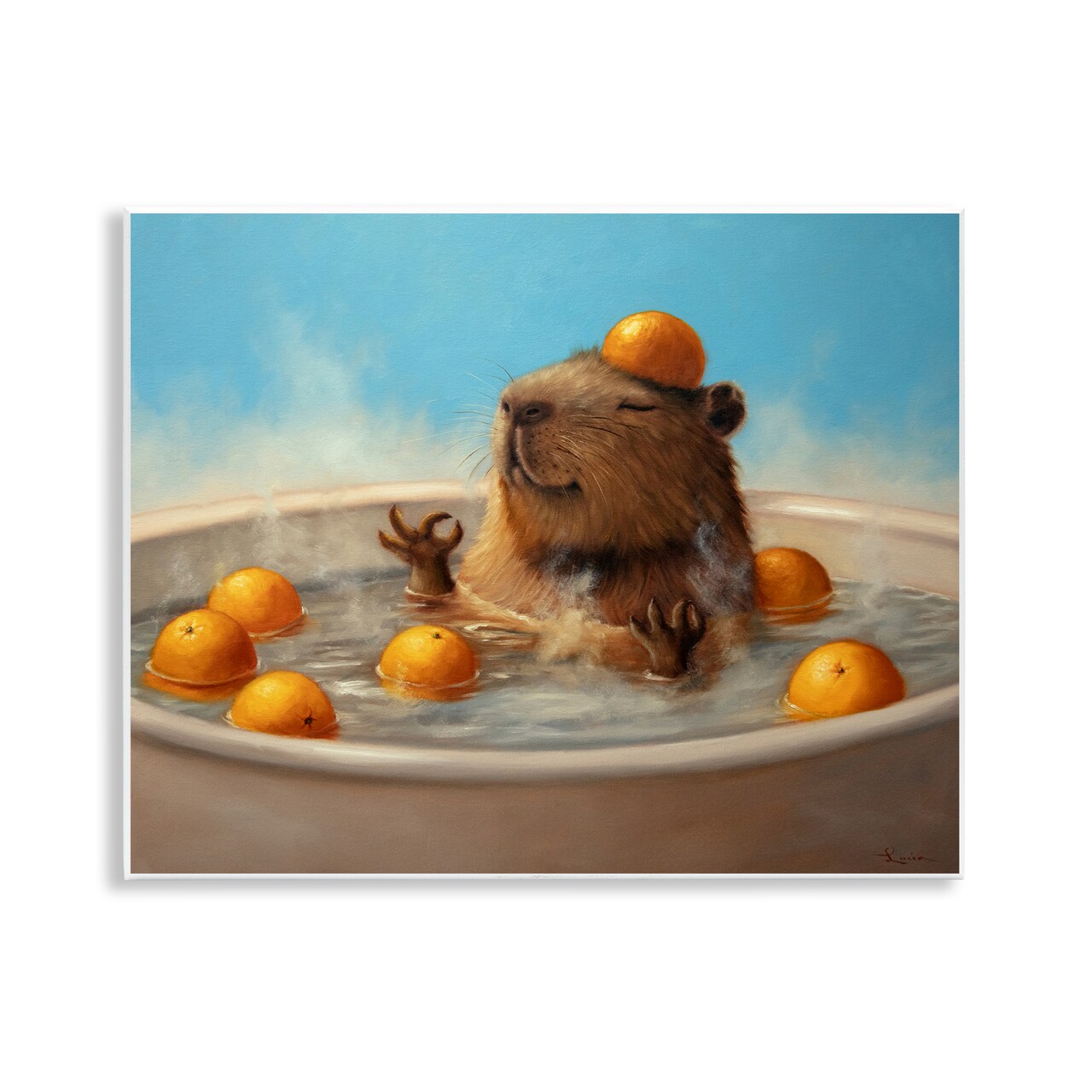 Stupell Industries Capybara in Orange Bath Wall Plaque Design by Lucia Heffernan